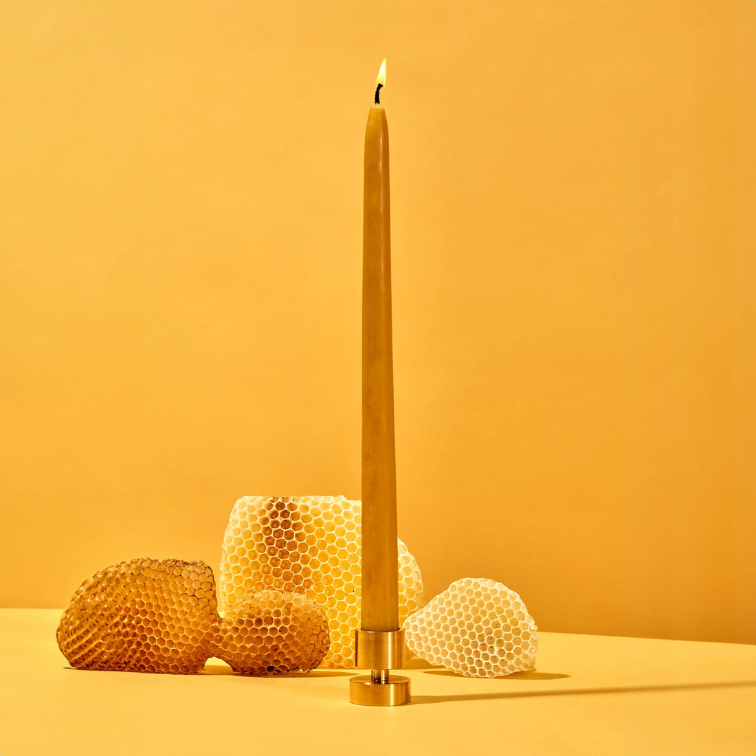 Beesewax Taper Candles with Holder