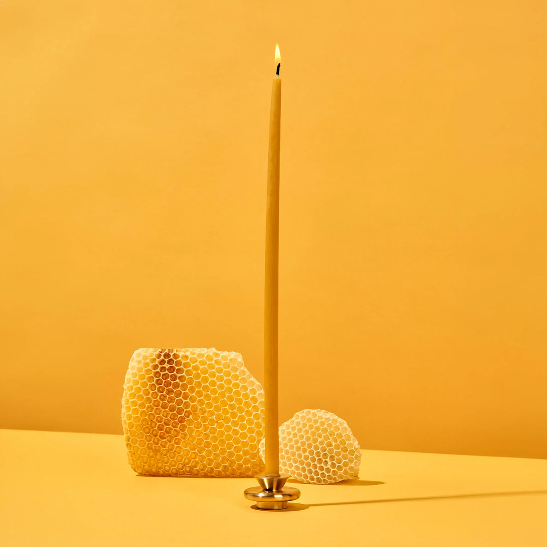 Thin Beesewax Candles with Holder