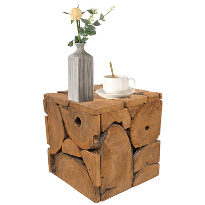 Square Block Wood Side table